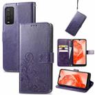 For TCL 205 Four-leaf Clasp Embossed Buckle Mobile Phone Leather Case(Purple) - 1