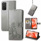 For TCL 205 Four-leaf Clasp Embossed Buckle Mobile Phone Leather Case(Gray) - 1