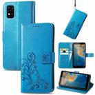 For ZTE Blade A31 Four-leaf Clasp Embossed Buckle Mobile Phone Leather Case(Blue) - 1