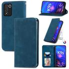 For OPPO K9s Retro Skin Feel Magnetic Horizontal Flip Leather Phone Case(Blue) - 1