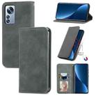 For Xiaomi 12 Pro Retro Skin Feel Magnetic Flip Leather Phone Case(Gray) - 1