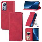 For Xiaomi 12 Pro Retro Skin Feel Magnetic Flip Leather Phone Case(Red) - 1