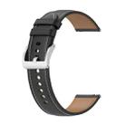 For Samsung Galaxy Watch 3 45mm Calf Texture Sewing Thread Watch Band(Black) - 1