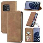 For OnePlus 10 Pro Retro Skin Feel Magnetic Horizontal Flip Leather Phone Case(Brown) - 1