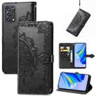 For OPPO A95 5G Mandala Flower Embossed Horizontal Flip Leather Phone Case(Black) - 1