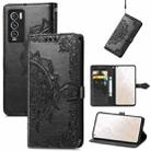 For OPPO Realme GT Explorer Master Mandala Flower Embossed Flip Leather Phone Case(Black) - 1