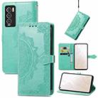 For OPPO Realme GT Explorer Master Mandala Flower Embossed Flip Leather Phone Case(Green) - 1