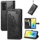 For vivo S10e Mandala Flower Embossed Horizontal Flip Leather Phone Case(Black) - 1