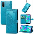 For vivo Y3s 2021 Mandala Flower Embossed Horizontal Flip Leather Phone Case(Blue) - 1