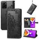 For vivo Y15S Mandala Flower Embossed Horizontal Flip Leather Phone Case(Black) - 1