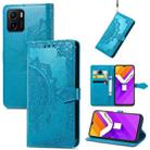 For vivo Y15S Mandala Flower Embossed Horizontal Flip Leather Phone Case(Blue) - 1