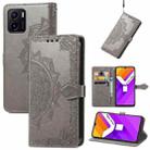 For vivo Y15S Mandala Flower Embossed Horizontal Flip Leather Phone Case(Grey) - 1