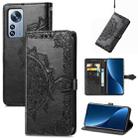 For Xiaomi 12 Pro Mandala Flower Embossed Horizontal Flip Leather Phone Case(Black) - 1