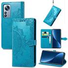 For Xiaomi 12 Pro Mandala Flower Embossed Horizontal Flip Leather Phone Case(Blue) - 1