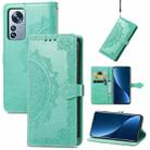 For Xiaomi 12 Pro Mandala Flower Embossed Horizontal Flip Leather Phone Case(Green) - 1