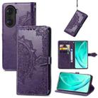 For Honor 60 Pro Mandala Flower Embossed Horizontal Flip Leather Phone Case(Purple) - 1