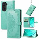 For Honor 60 Pro Mandala Flower Embossed Horizontal Flip Leather Phone Case(Green) - 1