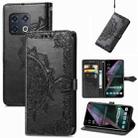 For OnePlus 10 Pro Mandala Flower Embossed Horizontal Flip Leather Phone Case(Black) - 1