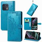 For OnePlus 10 Pro Mandala Flower Embossed Horizontal Flip Leather Phone Case(Blue) - 1