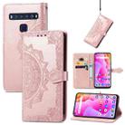 For TCL 10L Mandala Flower Embossed Horizontal Flip Leather Phone Case(Rose Gold) - 1