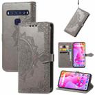 For TCL 10L Mandala Flower Embossed Horizontal Flip Leather Phone Case(Grey) - 1