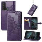 For TCL 20 XE Mandala Flower Embossed Horizontal Flip Leather Phone Case(Purple) - 1