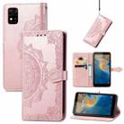 For ZTE Blade A31 Mandala Flower Embossed Horizontal Flip Leather Phone Case(Rose Gold) - 1