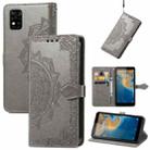 For ZTE Blade A31 Mandala Flower Embossed Horizontal Flip Leather Phone Case(Grey) - 1