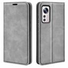 For Xiaomi 12 Retro-skin Magnetic Suction Leather Phone Case(Grey) - 1