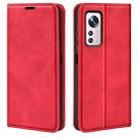 For Xiaomi 12 Retro-skin Magnetic Suction Leather Phone Case(Red) - 1