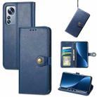 For Xiaomi 12 Pro Solid Color Leather Buckle Phone Case(Blue) - 1