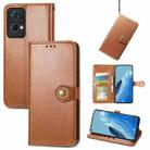 For OPPO Reno7 Pro 5G Solid Color Leather Buckle Phone Case(Brown) - 1