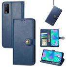 For vivo Y3s 2021 Solid Color Leather Buckle Phone Case(Blue) - 1