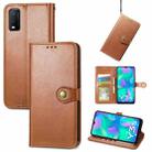 For vivo Y3s 2021 Solid Color Leather Buckle Phone Case(Brown) - 1