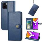 For vivo Y15s Solid Color Leather Buckle Phone Case(Blue) - 1