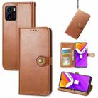 For vivo Y15s Solid Color Leather Buckle Phone Case(Brown) - 1