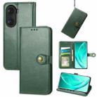 For Honor 60 Pro Solid Color Leather Buckle Phone Case(Green) - 1