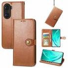 For Honor 60 Pro Solid Color Leather Buckle Phone Case(Brown) - 1