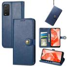 For TCL 205 Solid Color Leather Buckle Phone Case(Blue) - 1