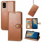 For ZTE Blade A31 Solid Color Leather Buckle Phone Case(Brown) - 1