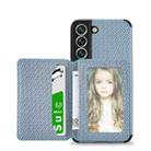 For Samsung Galaxy S22 5G Carbon Fiber Magnetic Card Holder TPU+PU Case(Blue) - 1