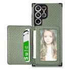 For Samsung Galaxy S22 Ultra 5G Carbon Fiber Magnetic Card Holder TPU+PU Case(Green) - 1