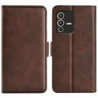 For vivo S12 Dual-side Magnetic Buckle Flip Leather Phone Case(Brown) - 1