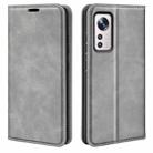 For Xiaomi 12 Pro Retro-skin Magnetic Suction Leather Phone Case(Grey) - 1