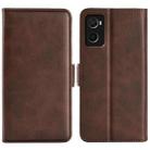 For OPPO A36 Dual-side Magnetic Buckle Leather Phone Case(Brown) - 1