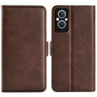 For OPPO A96 5G Dual-side Magnetic Buckle Leather Phone Case(Brown) - 1