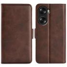 For Honor 60 Dual-side Magnetic Buckle Leather Phone Case(Brown) - 1