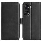 For Honor 60 Pro Dual-side Magnetic Buckle Leather Phone Case(Black) - 1