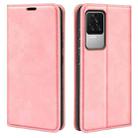 Fo  Xiaomi Redmi K50 Retro-skin Magnetic Suction Leather Phone Case(Pink) - 1