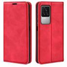 Fo  Xiaomi Redmi K50 Retro-skin Magnetic Suction Leather Phone Case(Red) - 1